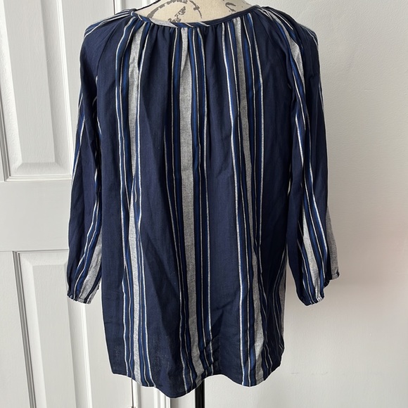 Soft Joie Striped Boho Tassel Peasant Top - Picture 2 of 7